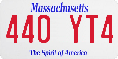 MA license plate 440YT4