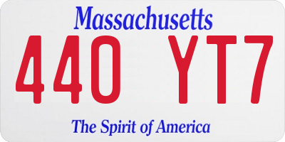 MA license plate 440YT7