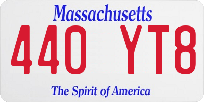 MA license plate 440YT8