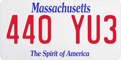 MA license plate 440YU3