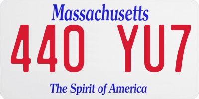 MA license plate 440YU7