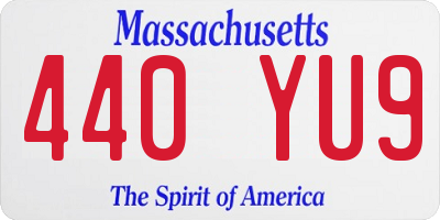 MA license plate 440YU9