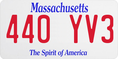 MA license plate 440YV3