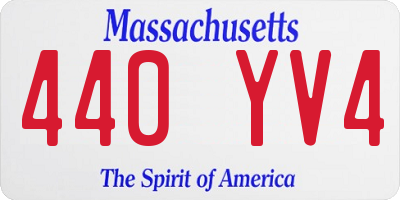 MA license plate 440YV4