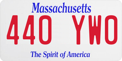 MA license plate 440YW0