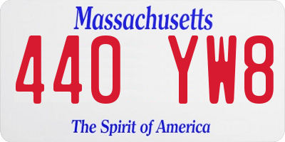 MA license plate 440YW8