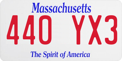 MA license plate 440YX3