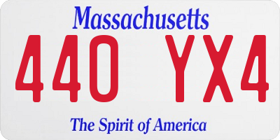 MA license plate 440YX4