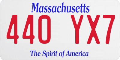 MA license plate 440YX7