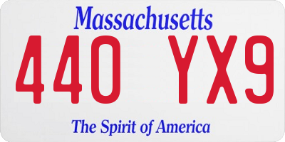 MA license plate 440YX9