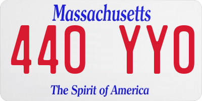 MA license plate 440YY0