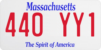 MA license plate 440YY1