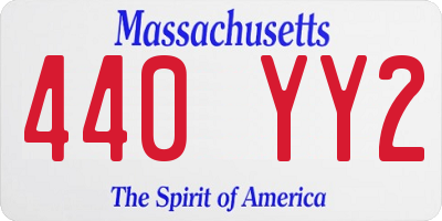 MA license plate 440YY2