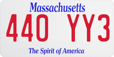 MA license plate 440YY3