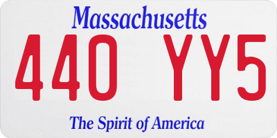 MA license plate 440YY5