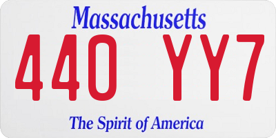 MA license plate 440YY7