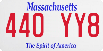 MA license plate 440YY8
