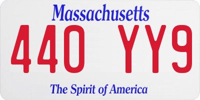 MA license plate 440YY9