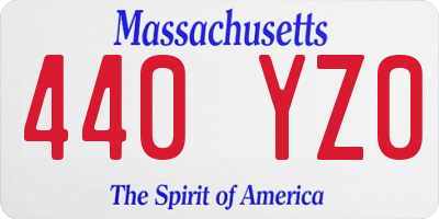 MA license plate 440YZ0