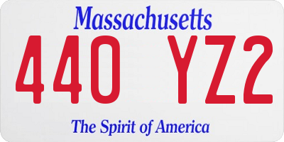 MA license plate 440YZ2