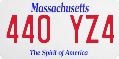 MA license plate 440YZ4