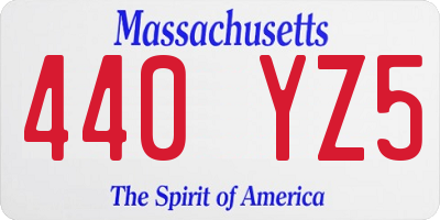 MA license plate 440YZ5