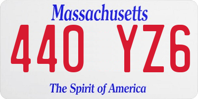 MA license plate 440YZ6