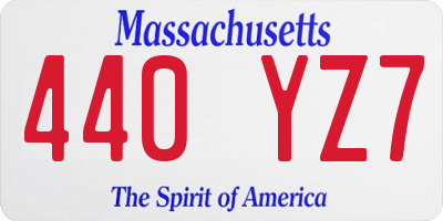 MA license plate 440YZ7