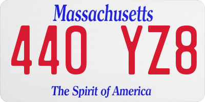 MA license plate 440YZ8