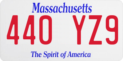 MA license plate 440YZ9