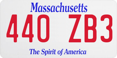 MA license plate 440ZB3