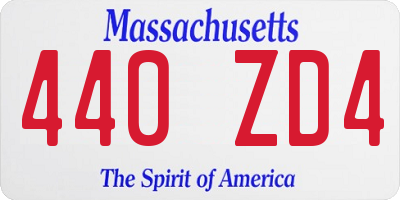 MA license plate 440ZD4
