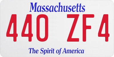 MA license plate 440ZF4
