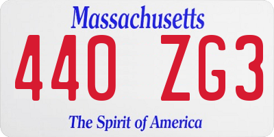 MA license plate 440ZG3