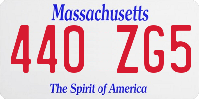 MA license plate 440ZG5