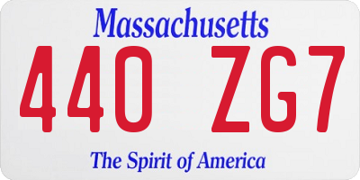MA license plate 440ZG7