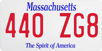 MA license plate 440ZG8