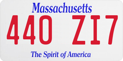 MA license plate 440ZI7