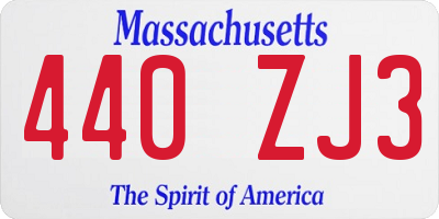 MA license plate 440ZJ3