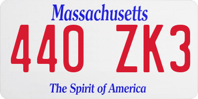 MA license plate 440ZK3