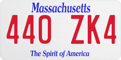 MA license plate 440ZK4