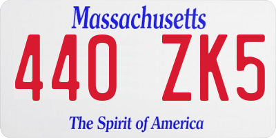 MA license plate 440ZK5