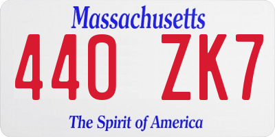 MA license plate 440ZK7