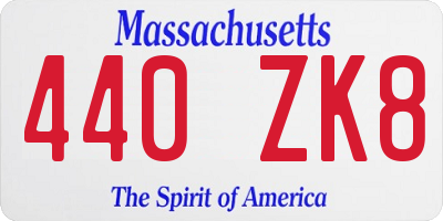 MA license plate 440ZK8