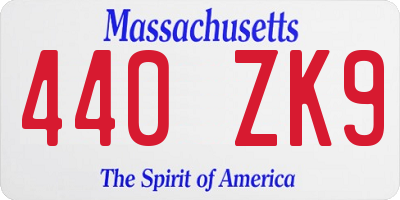 MA license plate 440ZK9