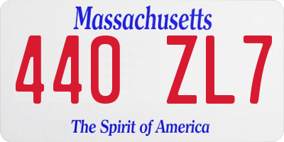 MA license plate 440ZL7