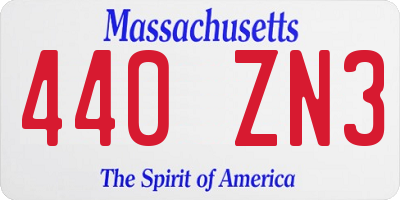 MA license plate 440ZN3