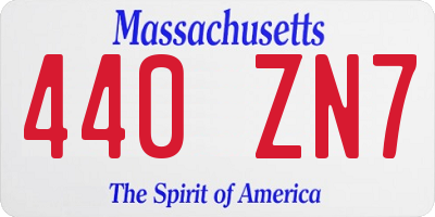 MA license plate 440ZN7