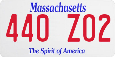 MA license plate 440ZO2