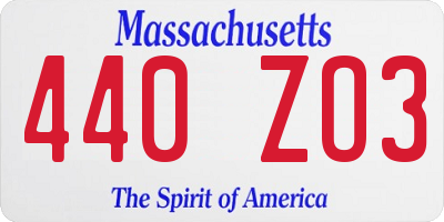MA license plate 440ZO3